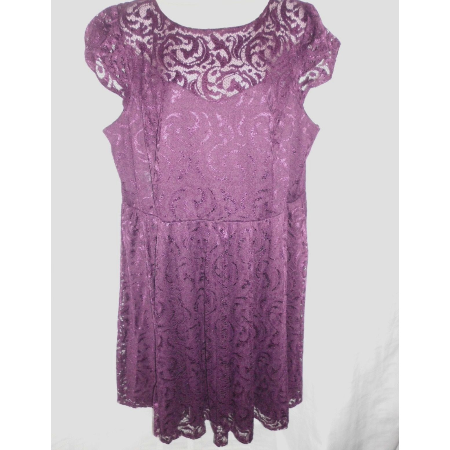 Marina Burgundy Lace Cocktail Knee Length Dress Women's Size 20w Purple